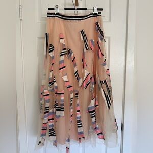 NWT Anthropologie Rae Appliqué Tulle Midi Skirt by Geisha Designs